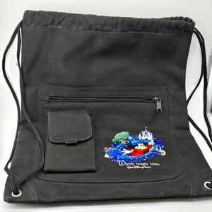 Disney Multi Pocket 15" x 13" Drawstring, Rugged Material, Lightweight, Backpack